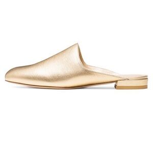 Stuart Weitzman gold leather mules NEW